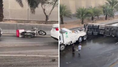 شاهد.. دباب توصيل يتسبب في وقوع حادث على طريق عام بالرياض| صحيفة أشجان